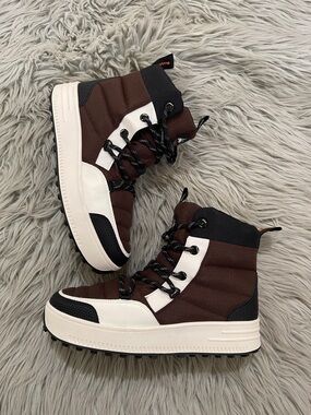 Swims Brown Black White High-Top Waterproof Boots